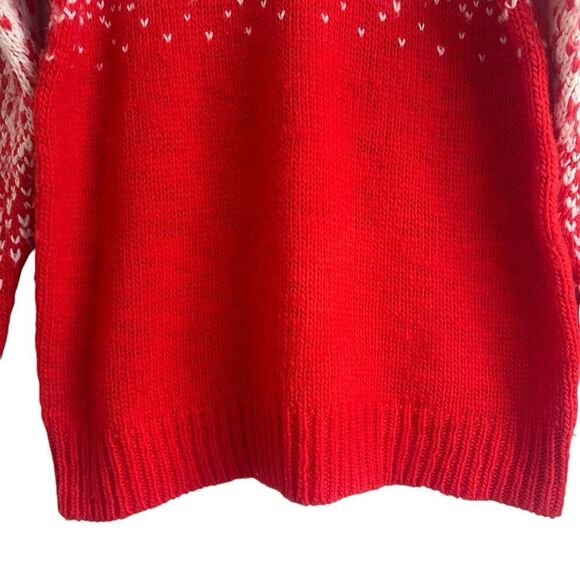 Madewell Drift Stitch Wool Blend Ombre Heart Print Red and Cream Sweater - Picture 6 of 8